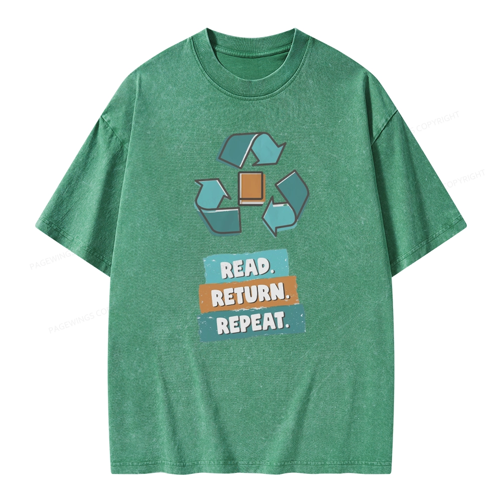 Pagewings Read Return Repeat Unisex Washed T-shirt