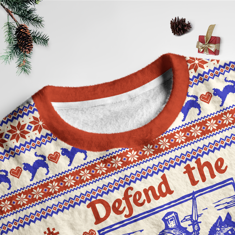 Pagewings Defend The Public Library Unisex Ugly Light Knit Sweatshirt