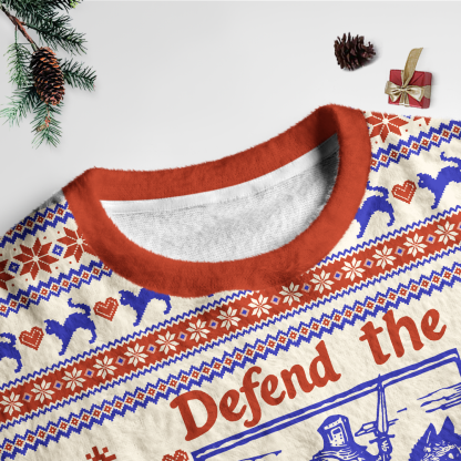Pagewings Defend The Public Library Unisex Ugly Light Knit Sweatshirt