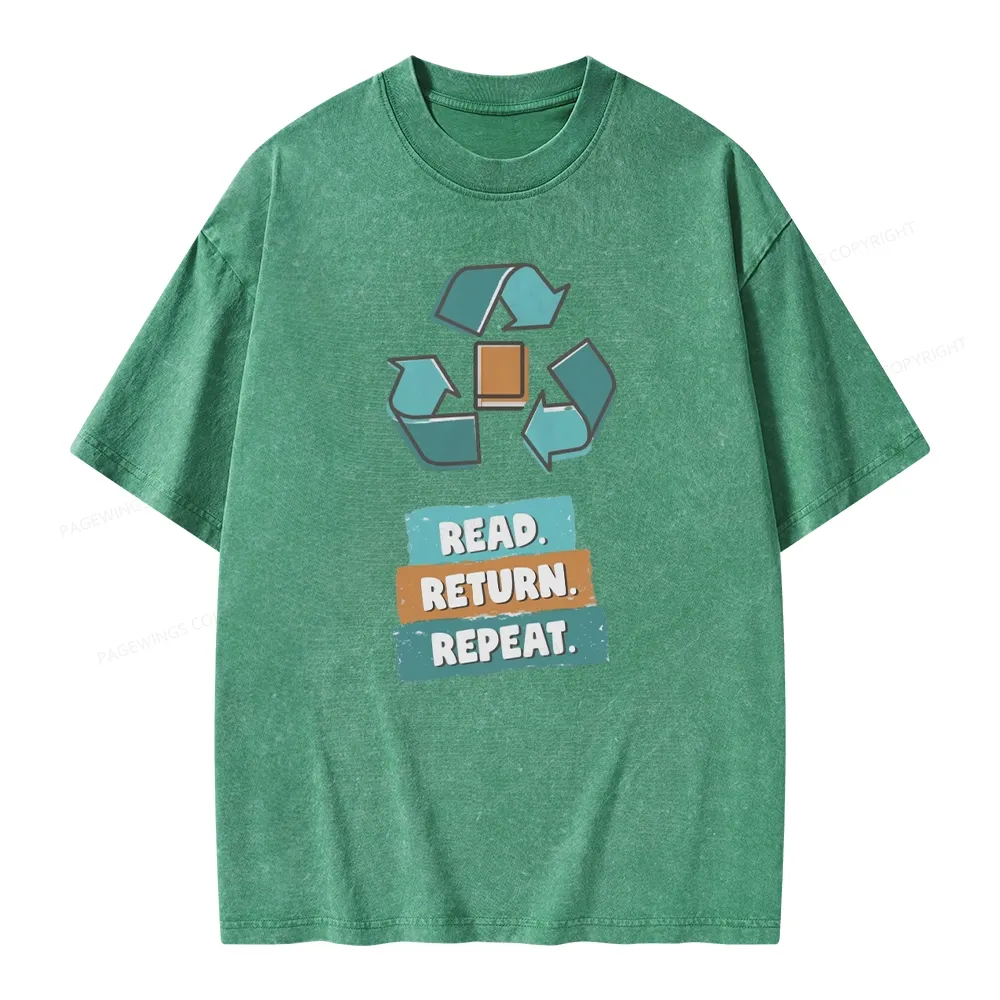 Pagewings Read Return Repeat Unisex Washed T-shirt