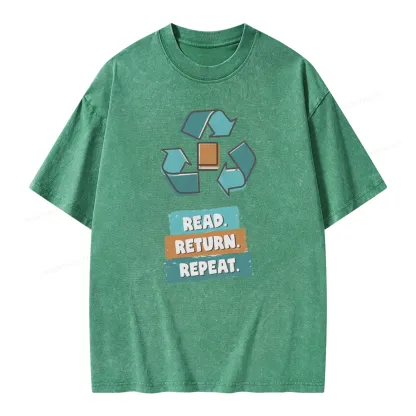 Pagewings Read Return Repeat Unisex Washed T-shirt