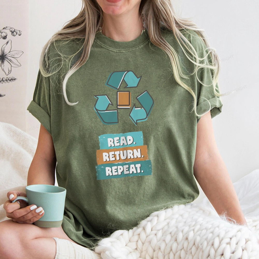 Pagewings Read Return Repeat Unisex Washed T-shirt