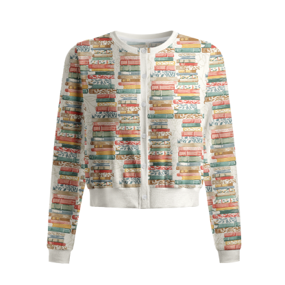 Pagewings Book Lover Crew Neck Cardigan Sweaters