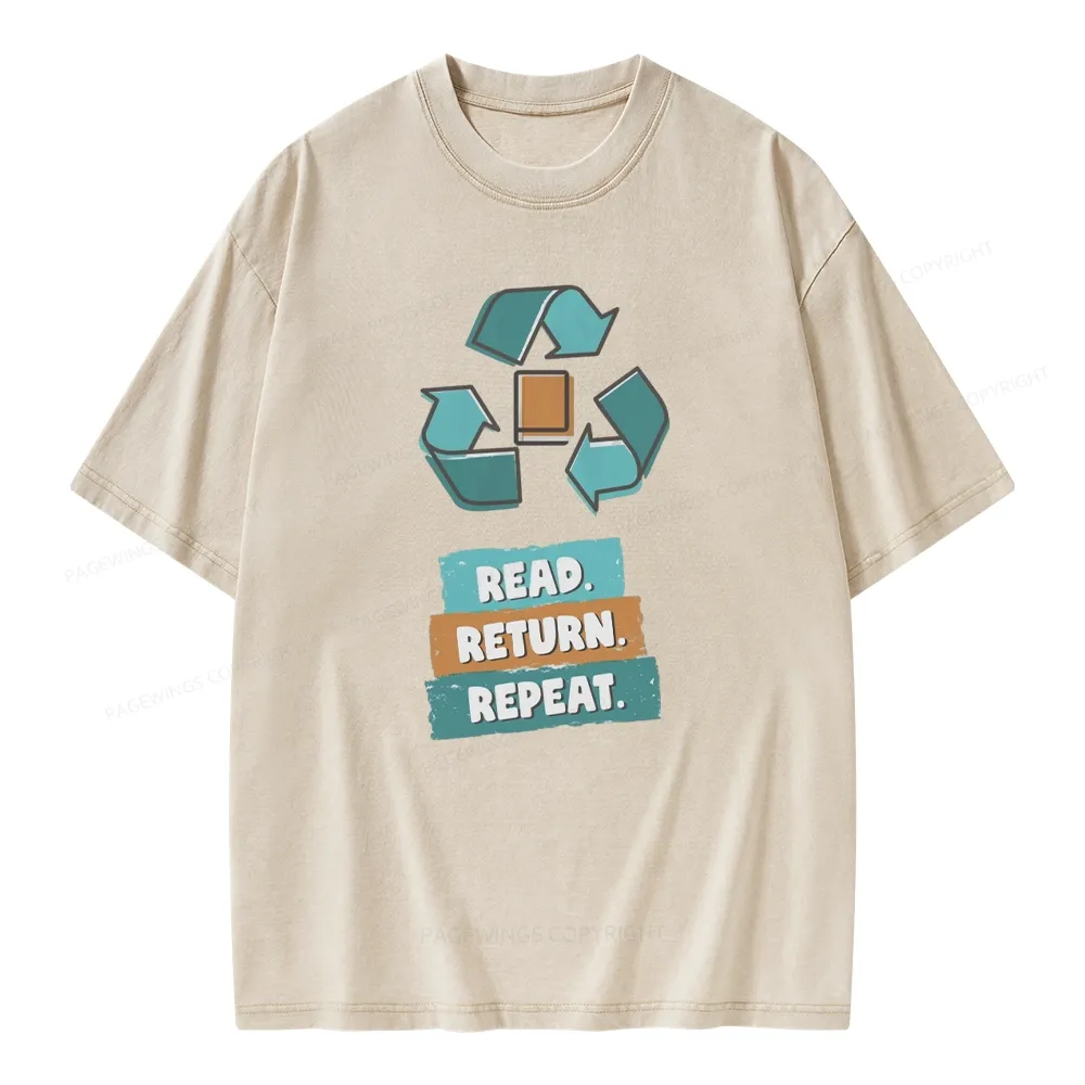 Pagewings Read Return Repeat Unisex Washed T-shirt