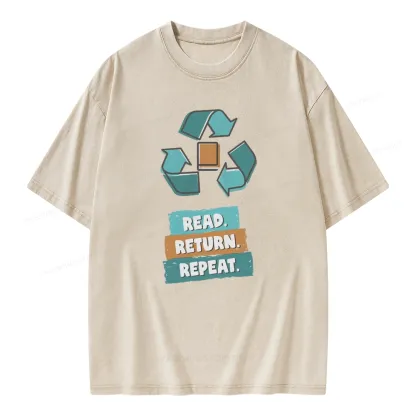 Pagewings Read Return Repeat Unisex Washed T-shirt