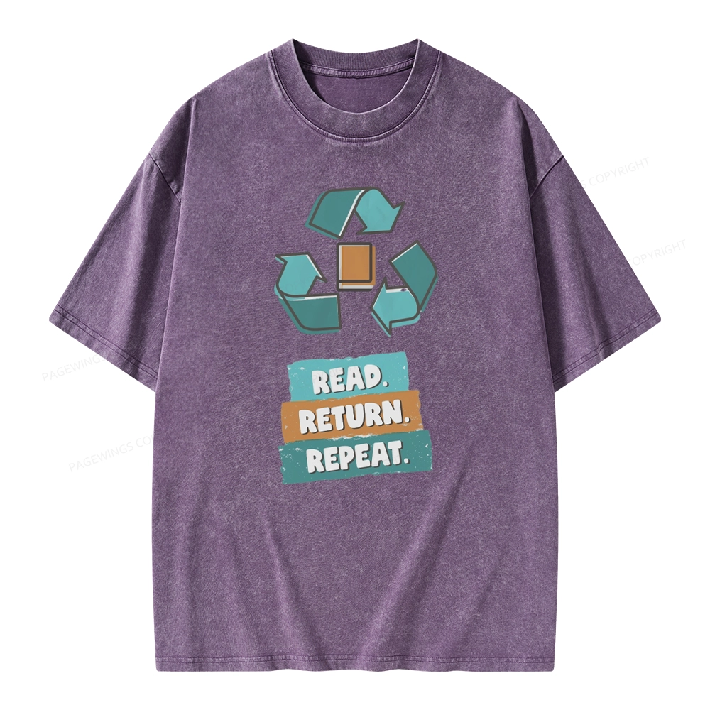 Pagewings Read Return Repeat Unisex Washed T-shirt