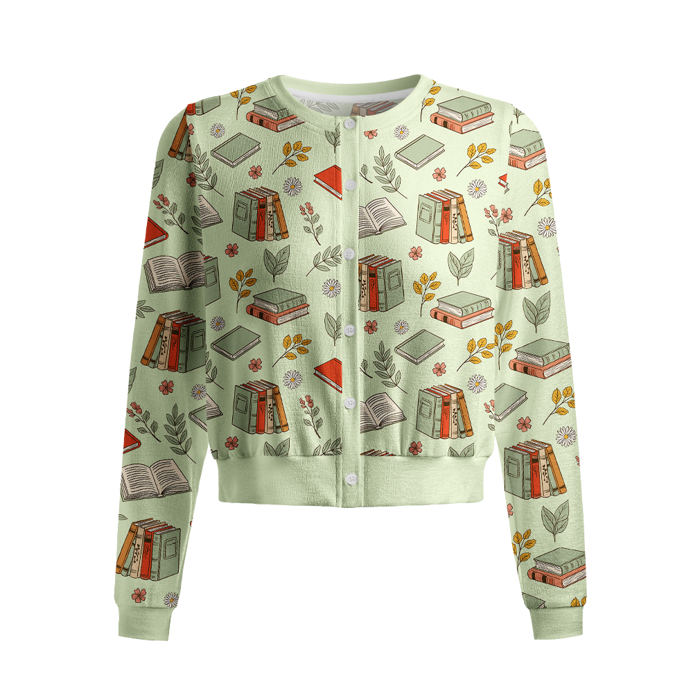 Pagewings Book Lover Crew Neck Cardigan Sweaters