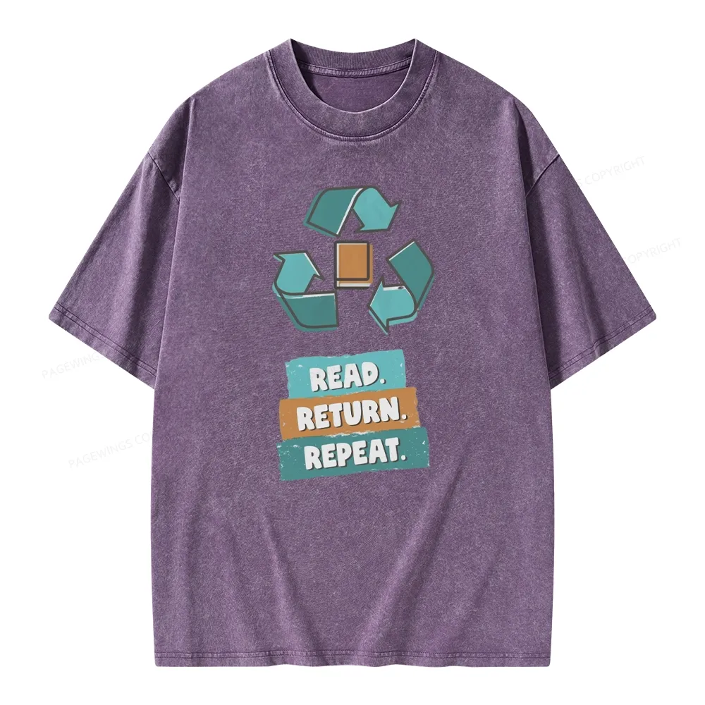 Pagewings Read Return Repeat Unisex Washed T-shirt