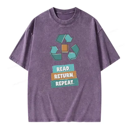 Pagewings Read Return Repeat Unisex Washed T-shirt