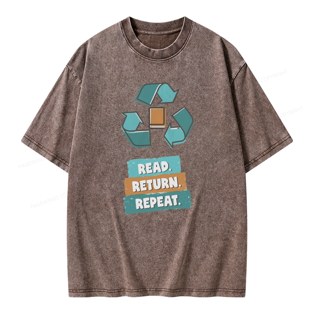 Pagewings Read Return Repeat Unisex Washed T-shirt