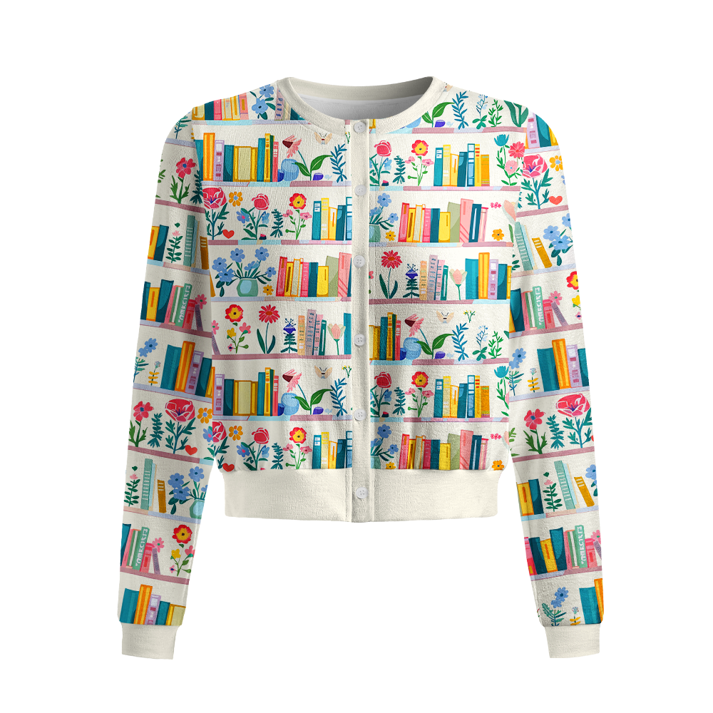 Pagewings Book Lover Crew Neck Cardigan Sweaters