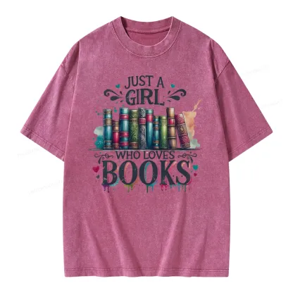 Pagewings Just A Girl Who Loves Books Unisex Washed T-shirt