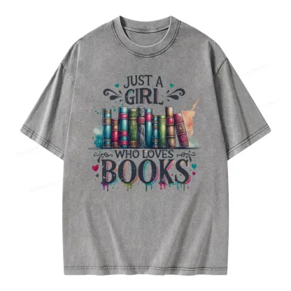 Pagewings Just A Girl Who Loves Books Unisex Washed T-shirt