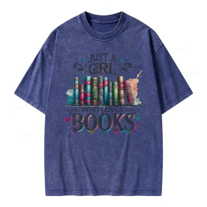 Pagewings Just A Girl Who Loves Books Unisex Washed T-shirt
