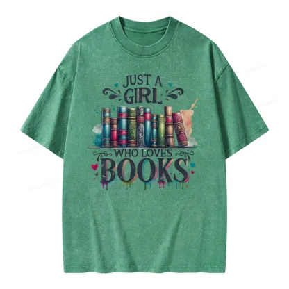 Pagewings Just A Girl Who Loves Books Unisex Washed T-shirt