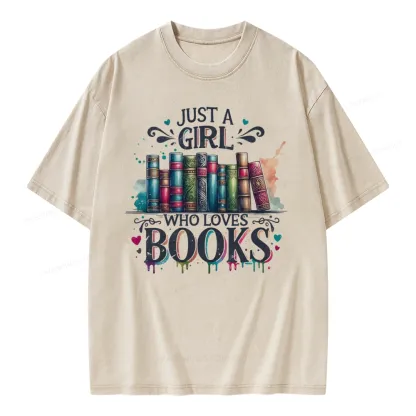 Pagewings Just A Girl Who Loves Books Unisex Washed T-shirt
