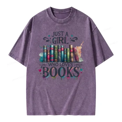 Pagewings Just A Girl Who Loves Books Unisex Washed T-shirt