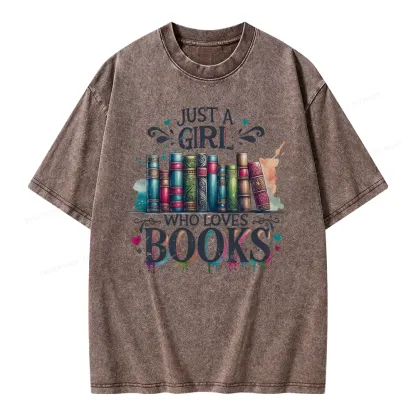 Pagewings Just A Girl Who Loves Books Unisex Washed T-shirt