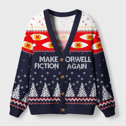 Pagewings Make Fiction Orwell Again Light Knit Unisex Cardigan Sweaters