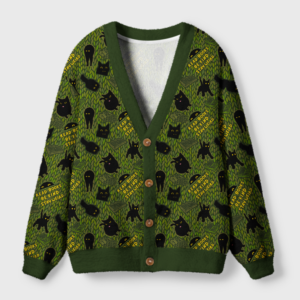 Pagewings Read Books Be Kind Stay Weird Light Knit Unisex Cardigan Sweaters