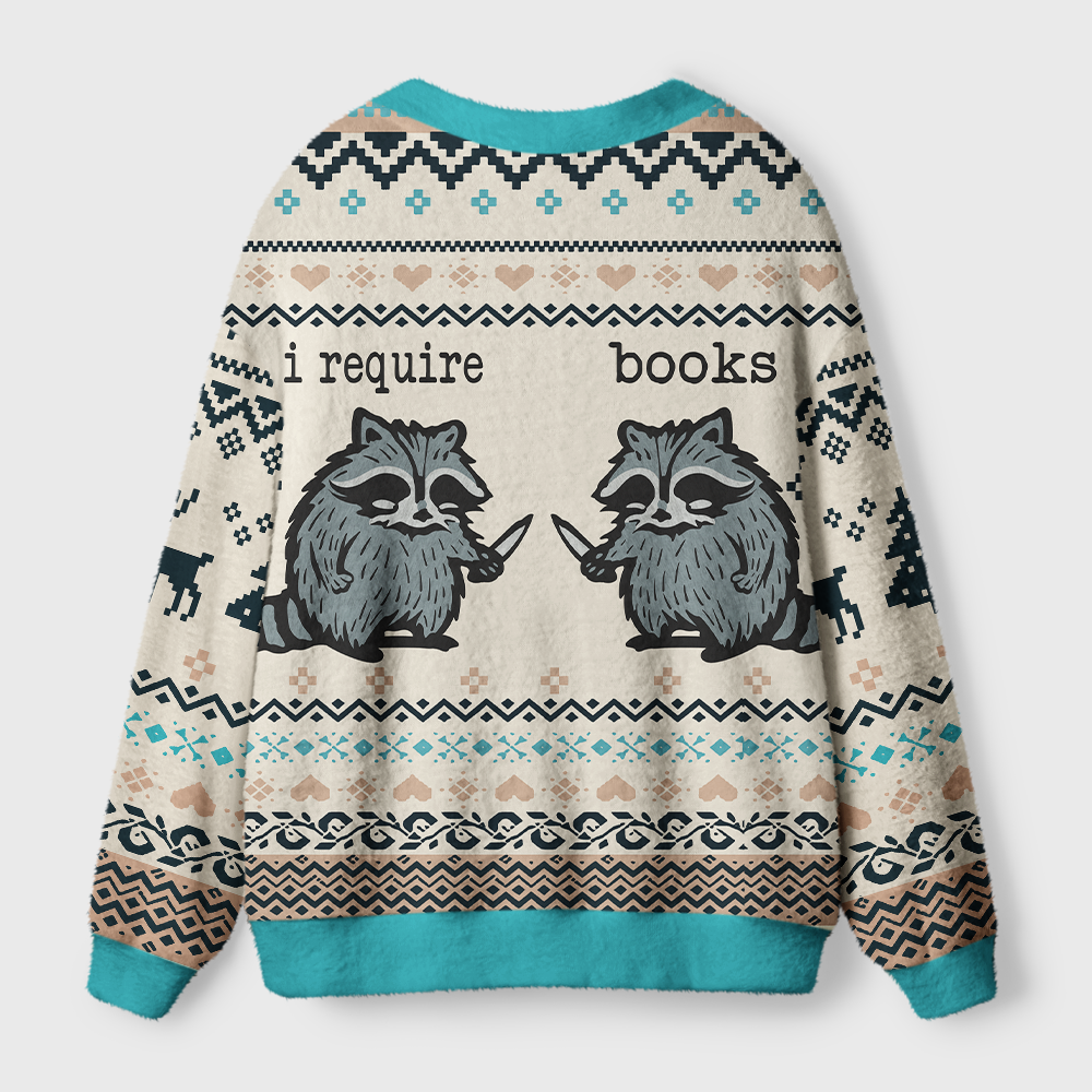 Pagewings I Require Books Light Knit Unisex Cardigan Sweaters
