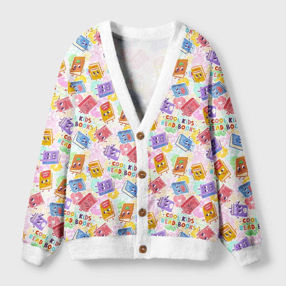 Pagewings Cool Kids Read Books Light Knit Unisex Cardigan Sweaters