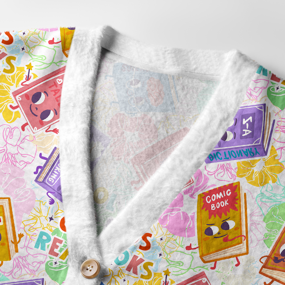 Pagewings Cool Kids Read Books Light Knit Unisex Cardigan Sweaters