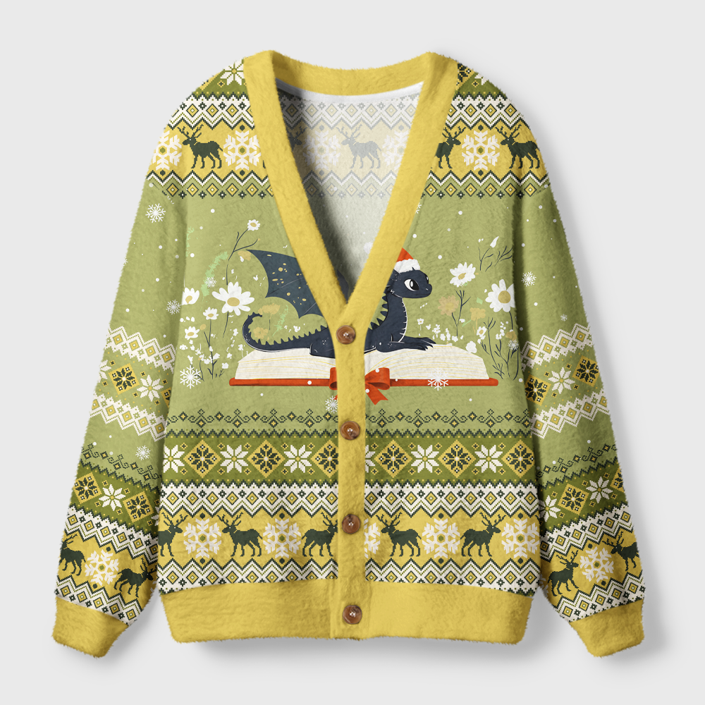 Pagewings Book Dragon Light Knit Unisex Cardigan Sweaters