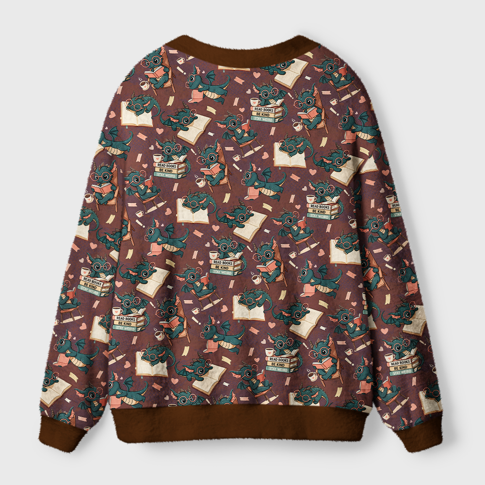 Pagewings Book Dragon Light Knit Unisex Cardigan Sweaters