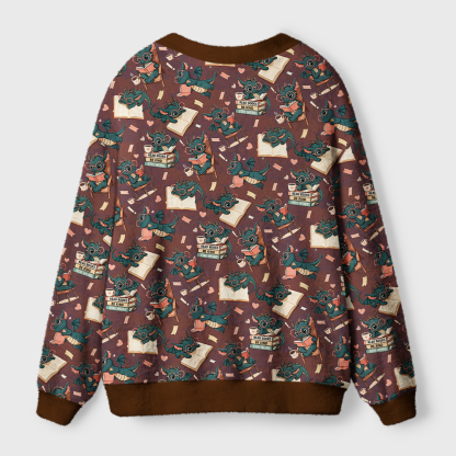 Pagewings Book Dragon Light Knit Unisex Cardigan Sweaters