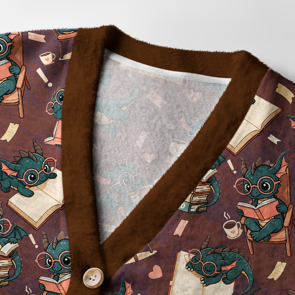 Pagewings Book Dragon Light Knit Unisex Cardigan Sweaters