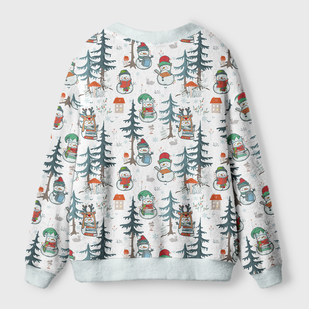 Pagewings  Winter Snowman Light Knit Unisex Cardigan Sweaters