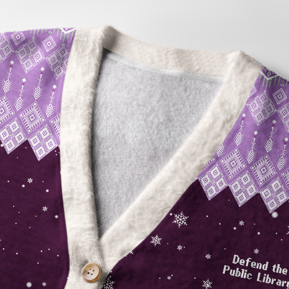 Pagewings Defend The Public Library Light Knit Unisex Cardigan Sweaters