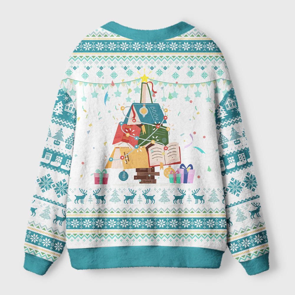Pagewings Christmas Cozy Reading Light Knit Unisex Cardigan Sweaters