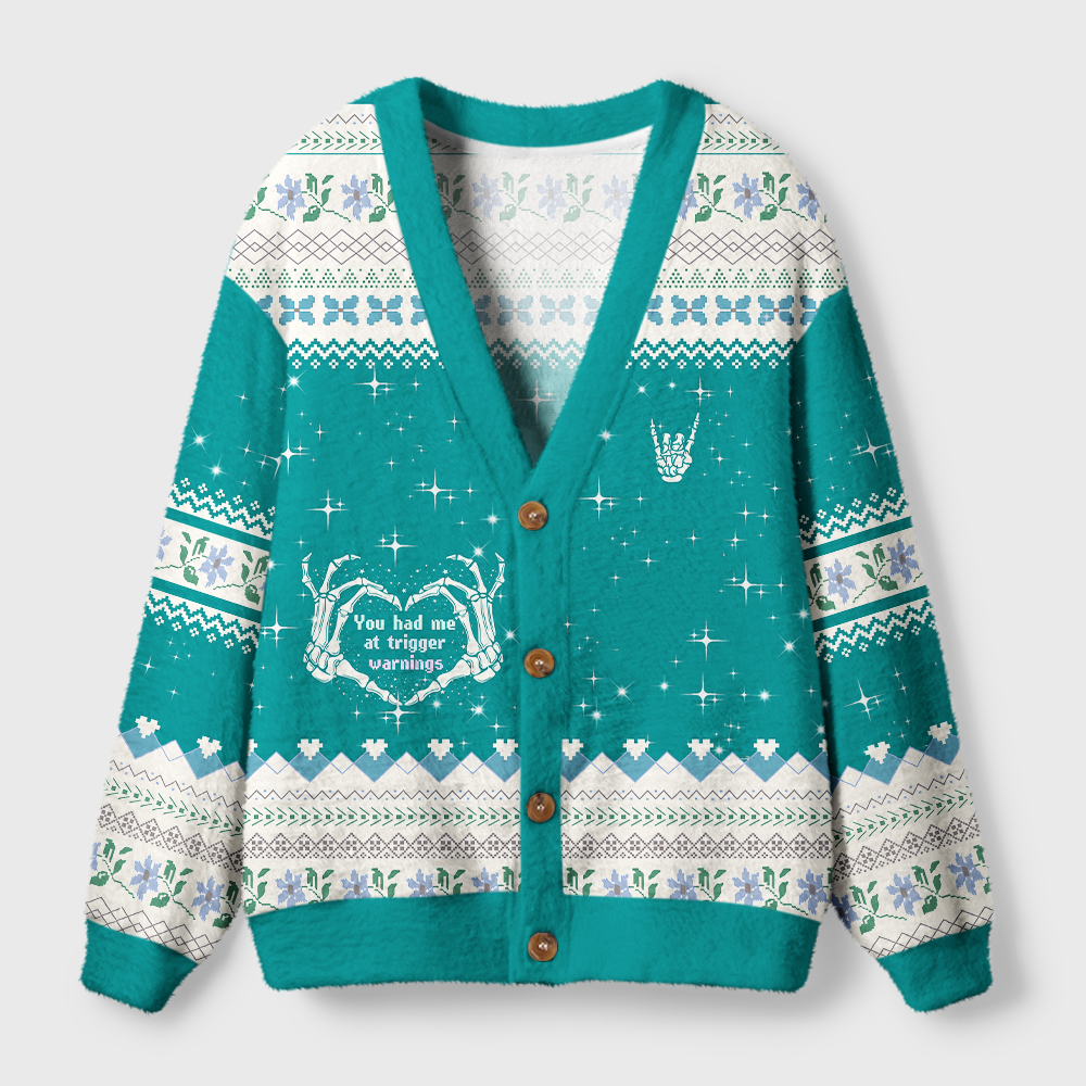 Pagewings You Had Me At Trigger Warnings Light Knit Unisex Cardigan Sweaters