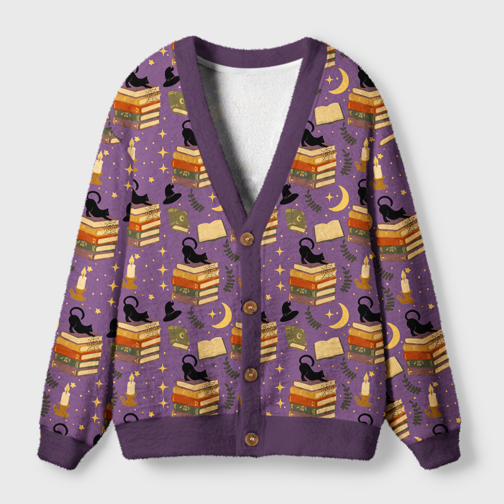 Pagewings Cozy Autumn Reading Light Knit Unisex Cardigan Sweaters