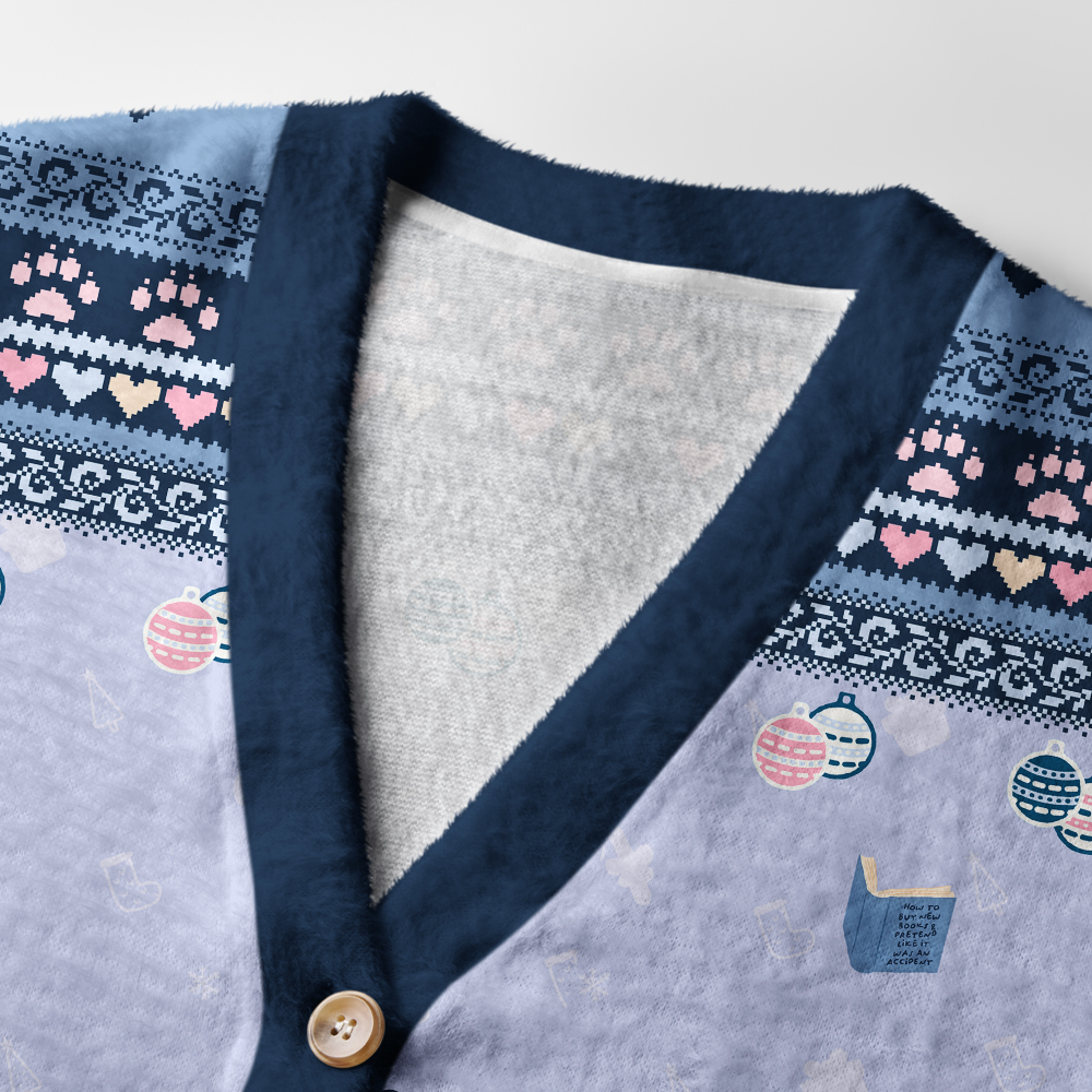 Pagewings Just A Cat Who Loves Reading Light Knit Unisex Cardigan Sweaters