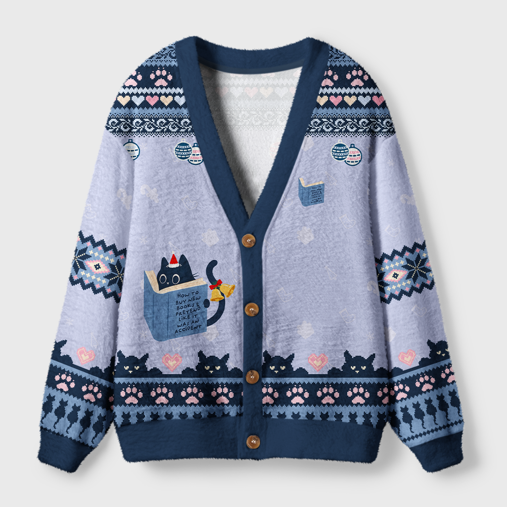 Pagewings Just A Cat Who Loves Reading Light Knit Unisex Cardigan Sweaters