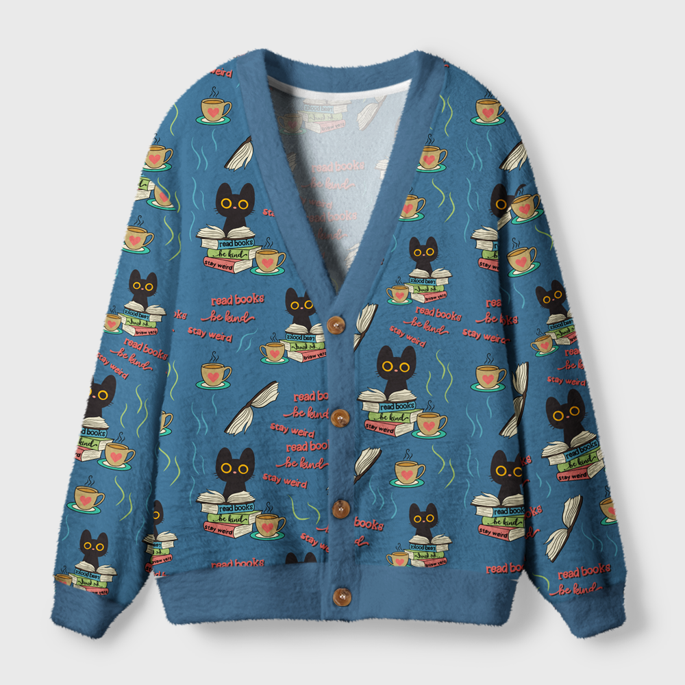 Pagewings Read Books Be Kind Stay Weird Light Knit Unisex Cardigan Sweaters