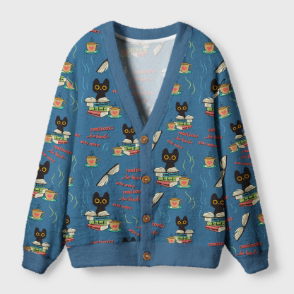 Pagewings Read Books Be Kind Stay Weird Light Knit Unisex Cardigan Sweaters