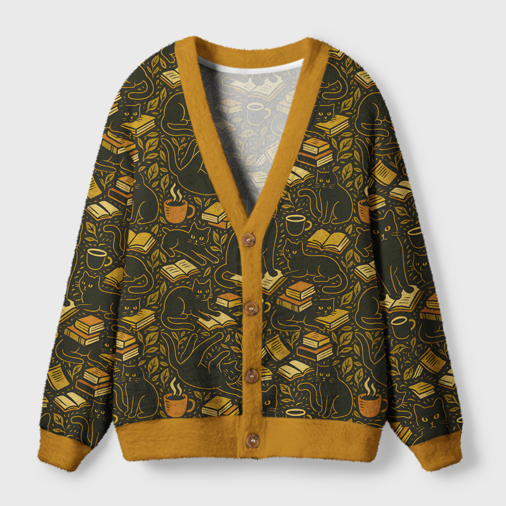 Pagewings Cozy Autumn Reading Light Knit Unisex Cardigan Sweaters