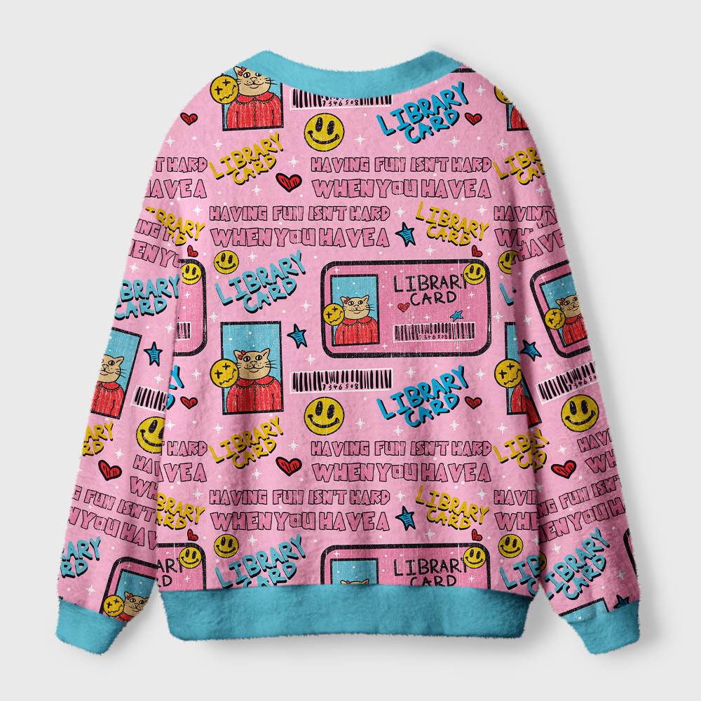 Pagewings Library Card Light Knit Unisex Cardigan Sweaters