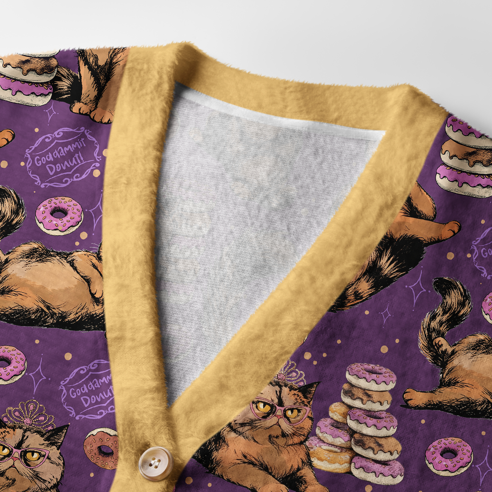 Pagewings God Dammit Donut Light Knit Unisex Cardigan Sweaters