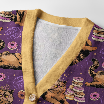 Pagewings God Dammit Donut Light Knit Unisex Cardigan Sweaters