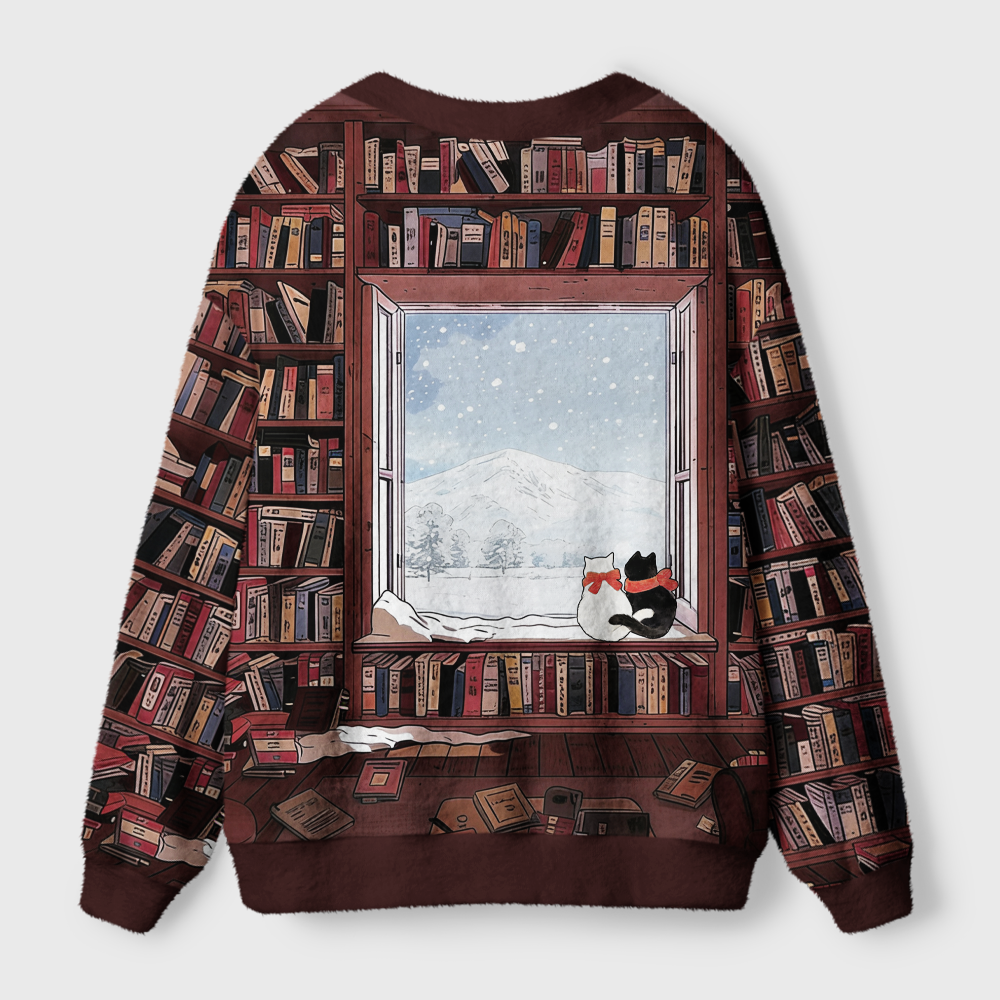 Pagewings Winter Cat Light Knit Unisex Cardigan Sweaters