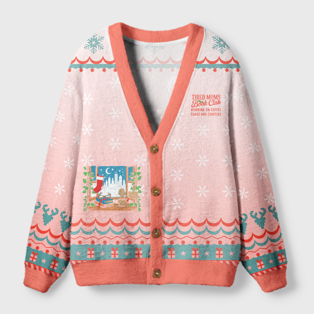 Pagewings Tired Moms Book Club Light Knit Unisex Cardigan Sweaters