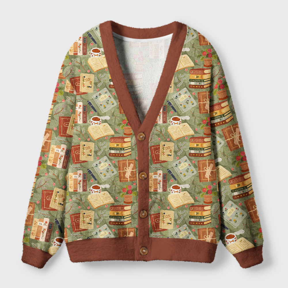 Pagewings Read Books Stay Weird Light Knit Unisex Cardigan Sweaters
