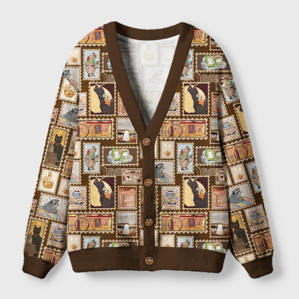 Pagewings Vintage Reading Light Knit Unisex Cardigan Sweaters