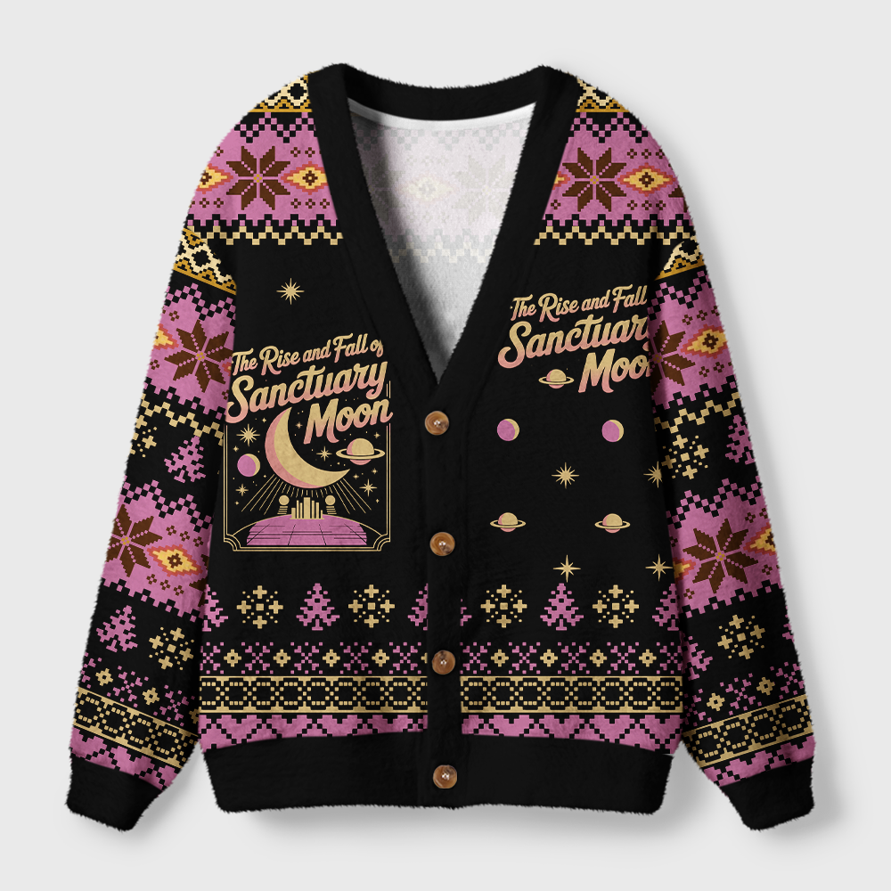 Pagewings The Rise And Fall Of Sanctuary Moon Light Knit Unisex Cardigan Sweaters