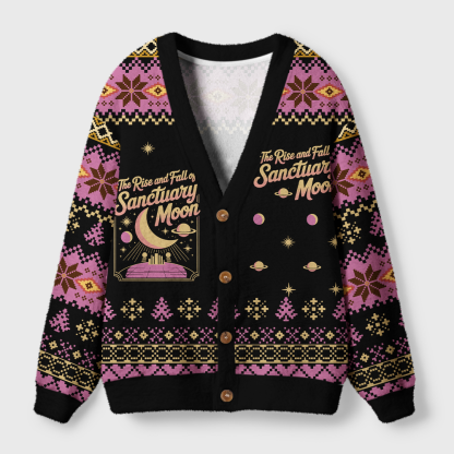 Pagewings The Rise And Fall Of Sanctuary Moon Light Knit Unisex Cardigan Sweaters